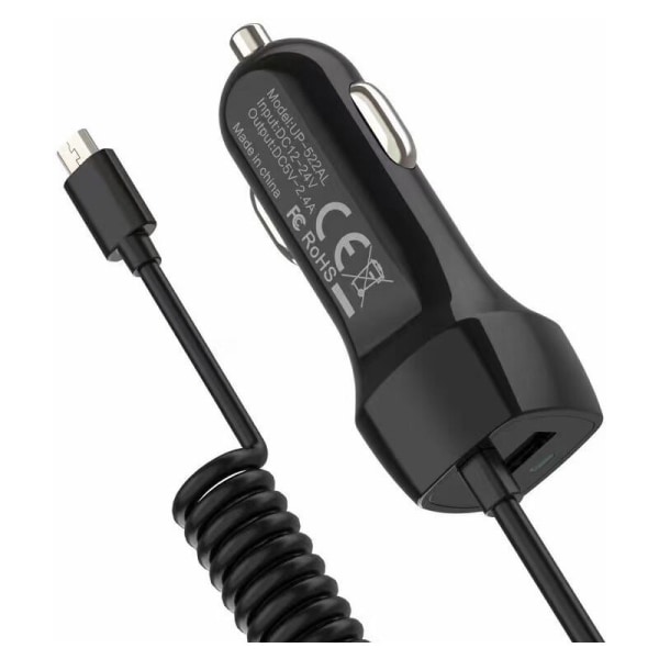 3A certifierad USB billaddare med kabel (Android svart) vit