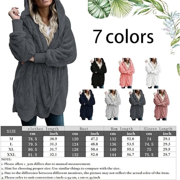 Mörkgrå fleecejacka långärmad hoodie för kvinnor /S Dark grey S