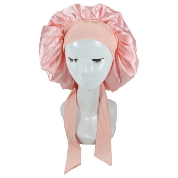 Silke Bonnet Naturlig Krøllete Hår Søvn Satin Bonnet korall coral