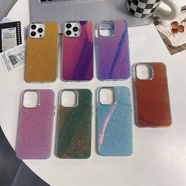 Elektropletteret ramme IMD glitter pulver telefoncover til iPhone 14 Pro
