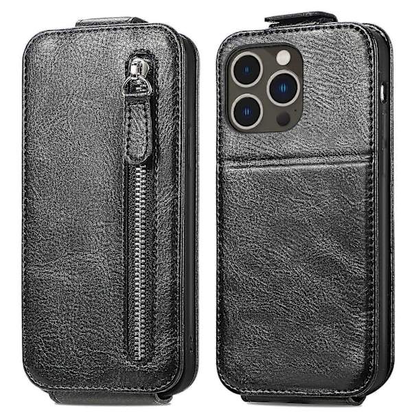 För iPhone 14 Pro Max Plånboksfodral med Dragkedja, Vertikalt Flip Läderfodral