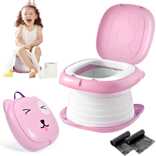 Matka-alusastia taaperoille, kannettava taitettava potallaharjoittelu WC-istuin pojille ja tytöille, lapsille, sisä- ja ulkokäyttöön Pink