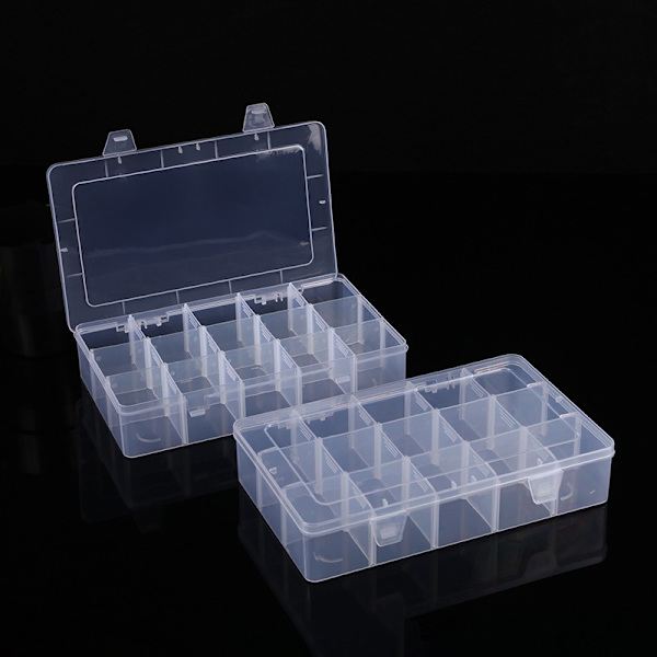 Stor 15 Gitter Klar Organizer Box Justerbare Skillevægge - Plast Opbevaringsbeholder Med Rum