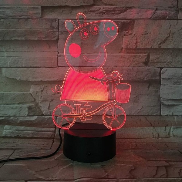 Peppa Pig färgglad touch + USB + 3d liten bordslampa vision kreativ nattlampa Alla hjärtans dag presentlampa, för att leva