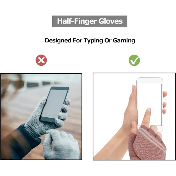 Uppvärmda handskar, USB termiska handskar Unisex Vinterhandskar Stickade handskar Halvfingerhandskar med uppvärmt skydd