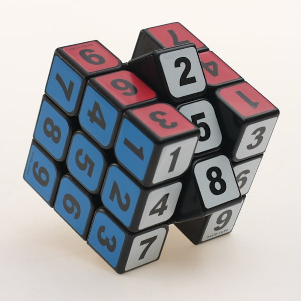 Nummerkub 3x3x3 3 lager smidigt utbildning digital 1-9 kub vridning med en kubstativ (svart)