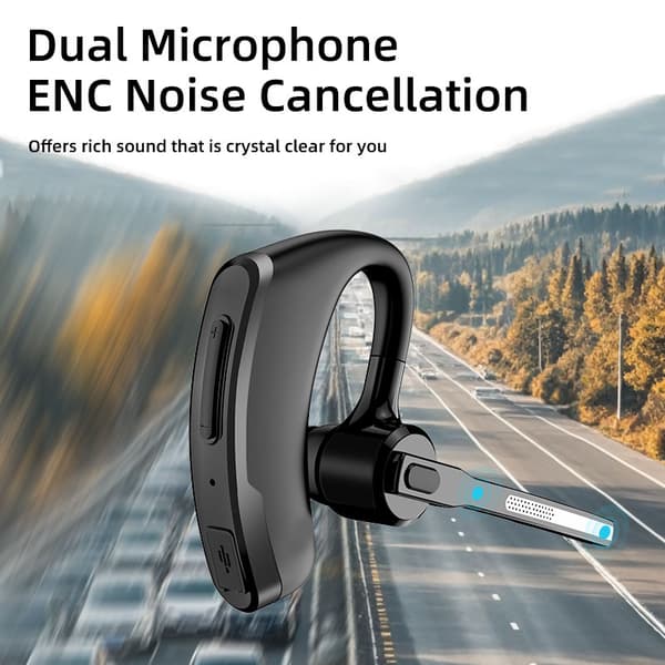 Bluetooth Mono Headset (Enkeltsidig) - Kobles til din PC, Mac, Tablet og/eller Telefon - Støyreduserende, Svart