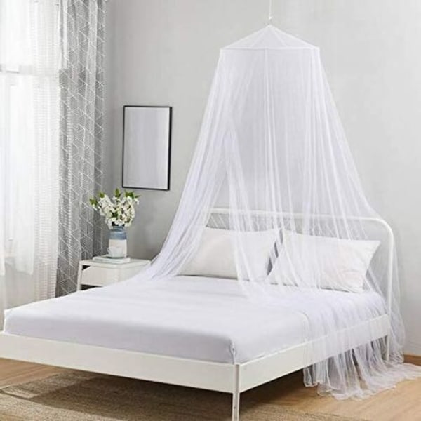 Myggenet til sengen, king size seng baldakin hængende gardin, prinsesse rund bøjle gennemsigtig sengehimmel til alle tremmesenge og voksne