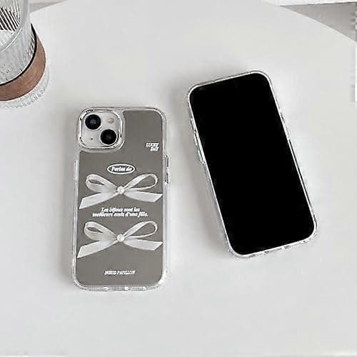 3D Perle Sløyfe Plating Sminkespeil Akryl Designet for iPhone-deksel