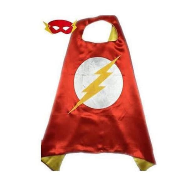 Superhelt Cosplay Kappe + øjenmaske til børn kostume flash Kappe + øjenmaske flash