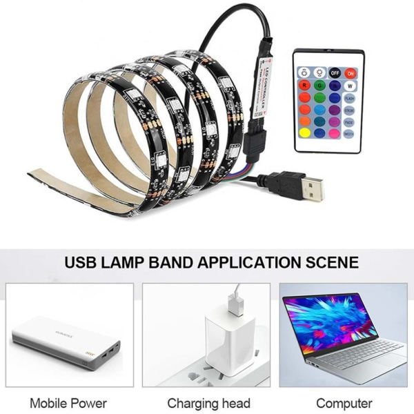 LED ljusslinga 5050RGB färg 5m, 5v färgglad ljusslinga set lämplig för TV-bakgrundsstämningsljus i olika scener