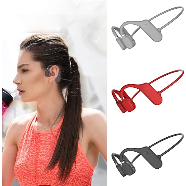 Luujohtokuulokkeet Bluetooth Open Ear Langattomat HiFi Stereo -kuulokkeet mikrofonilla urheiluun, kuntoiluun, pyöräilyyn, juoksuun, ajamiseen (harmaa) Grey