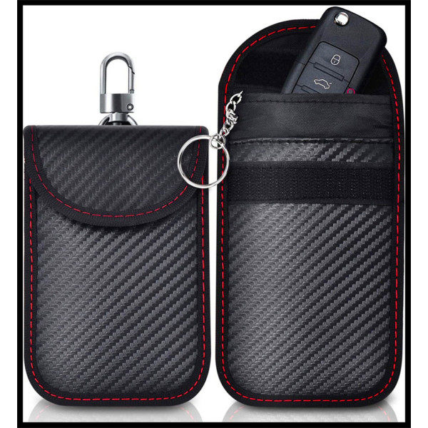 2-pak Anti RFID Bilnøgle Etui Signal Blokerende Faraday Pose Ba