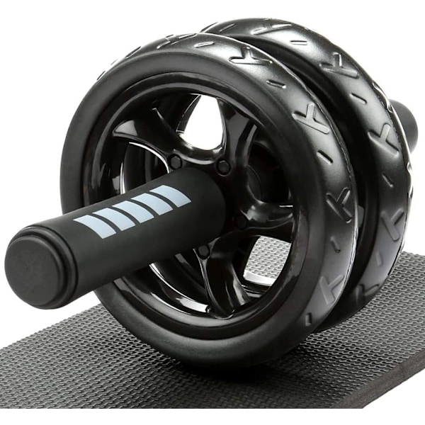 Ab Roller för Styrketräningsutrustning - Maghjul för Sit Up-övningar för hemmagymmet med Extra Tjock Knäskyddsmatta - Ab Trainer med Dubbla Glidhjul