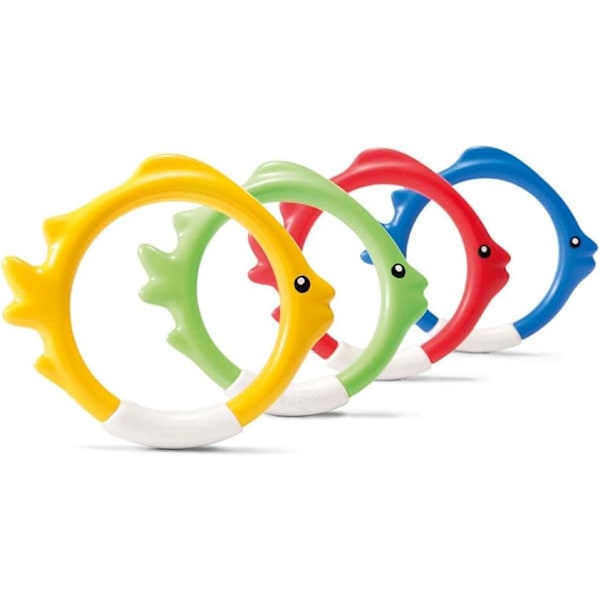 Fiskformade sänkbara ringar för lek i poolen, 12 cm i diameter, Flerfärgade