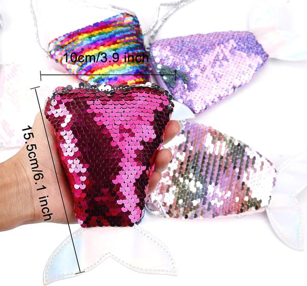 6 stk. Sequin Lommebok Havfruehale Barn Lommebok Mini Messenger Bag
