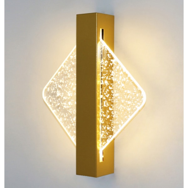 Vägglampa inomhus akryl LED-vägglampa - lyxig vardagsrum sovrum sängbord - modern enkelhet - tre-tonsbelysning - ledningsanvändning Golden square gold foil
