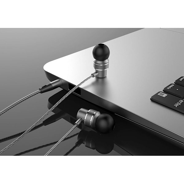 Sorte metal in-ear stereo-øretelefoner med ledning og mikrofon til ZTE Blade X Max, Grand X Max 2 X3 X4, Duo LTE