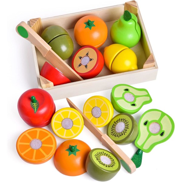 11-delad pedagogisk kostym för 1-3-åringar, vegetarisk skärare, leksak, mat, frukt och förvaringsrum, leksaker, presenter