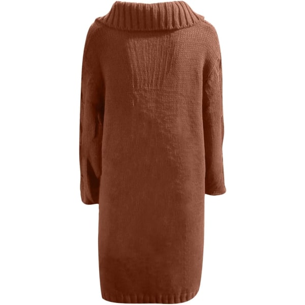 Ruskea naisten takki Isokokoinen casual pitkähihainen neuletakki /M brown M
