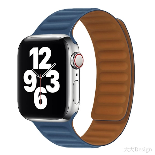 Kompatibel med Apple Watch Armband 49 46 45 44 42 41 40 38mm Dubbelsidigt Silikon Magnetiskt Armband för iWatch Ultra SE Serie 10 9 8 7 6 5 4 3 2 1 Midnight Blue （42-49mm）