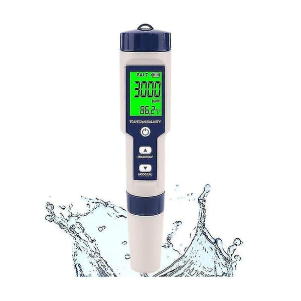 Pool Salt Tester, Digital Salinitetsmåler, Høj Præcision 5 i 1 Salinitetstester til Saltvand, ip67-hy