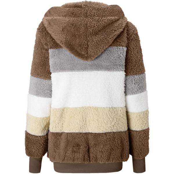 Hættejakke til kvinder, Teddy Fleece-frakke, Overgangsjakke med hætte og lommer, lynlås, efterår, vinter, plysjakke, fleecejakke, vinter 4XL J Khaki