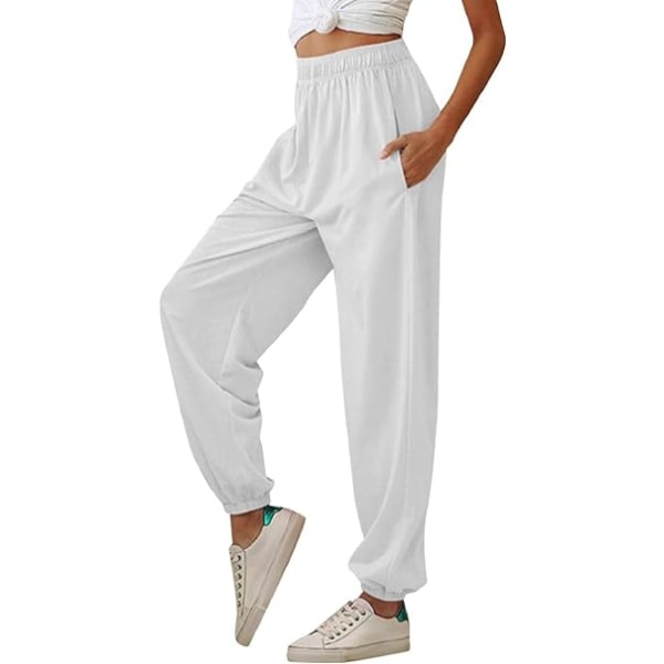 Joggingbyxor i bomull /XL för kvinnor i vit sammet white XL