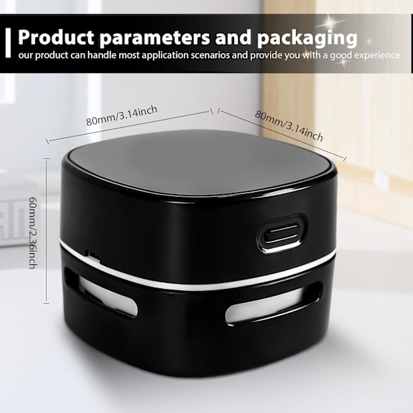 ®RisingFF Mini støvsuger, mini bordstøvsuger genopladelig via USB, kraftig 360° rotation, trådløs håndstøvsuger