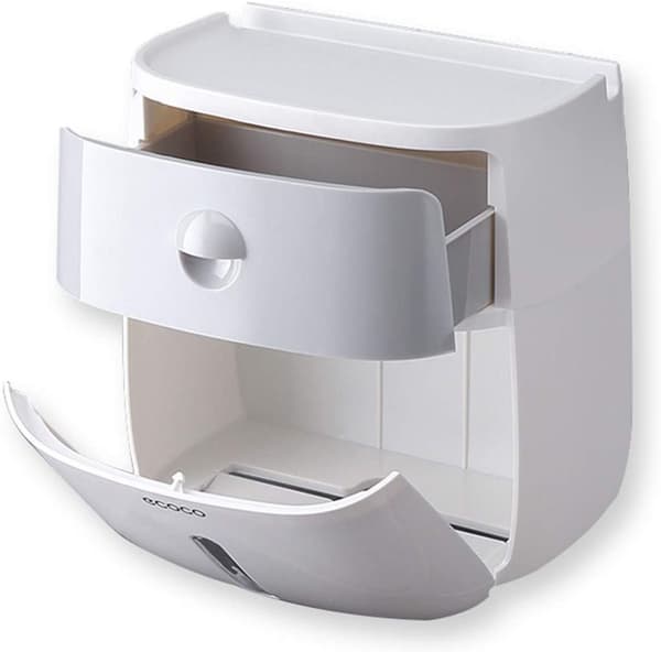 Punch Free Toalettpapirholder Multifunksjonell Oppbevaringsboks