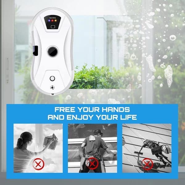 Fönsterputsrobot - 5600Pa - Ultraljudsspray - 10 rengöringsdukar White