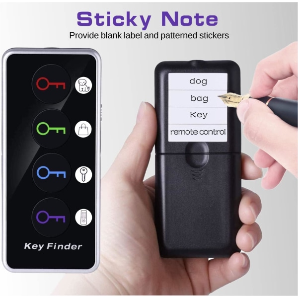 Key Finder Fjernkontroll med LED-lommelykt for nøkkellommeboktelefonbasestativ