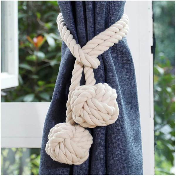 Tofs Gardinbindning, Ett Par Handgjorda Gardinbindning Klipp Tofs Bomullsrep Bind Klot Gardin Tillbehör (Beige)