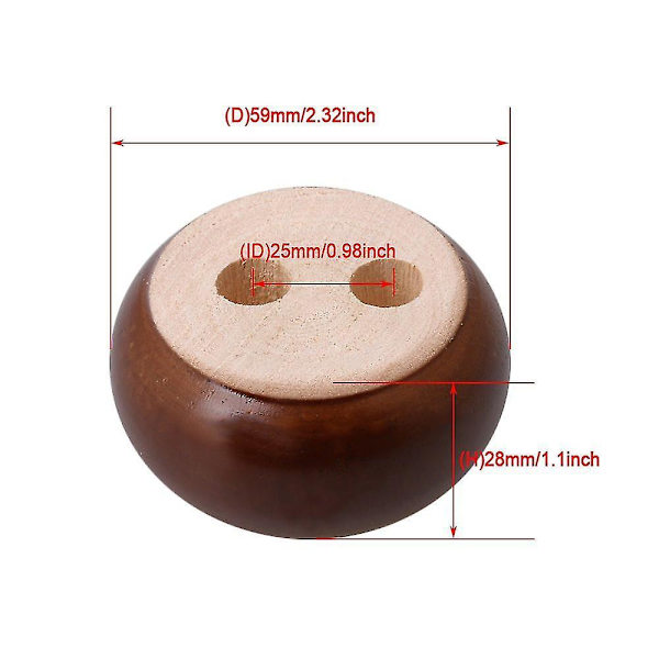 4 stk. Runde, flade møbelfødder i træ, 3*7 cm, valnød WS6069