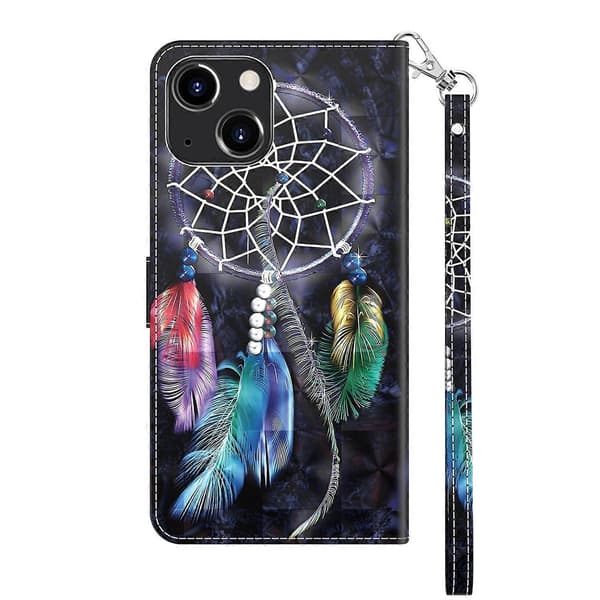 För iPhone 14 Plus 3D-målat Läder Telefonfodral