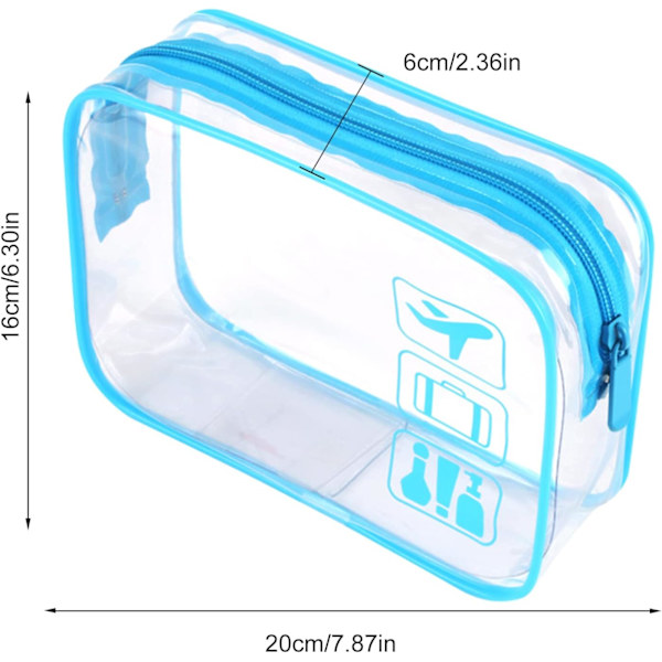Klar Rejsetoilettaske TSA Godkendt Kvart Størrelse Rejsetaske Klar Lufthavnshåndbagage Flydende Kosmetikpung Klar Brusepose Transparent Sikkerhed blue