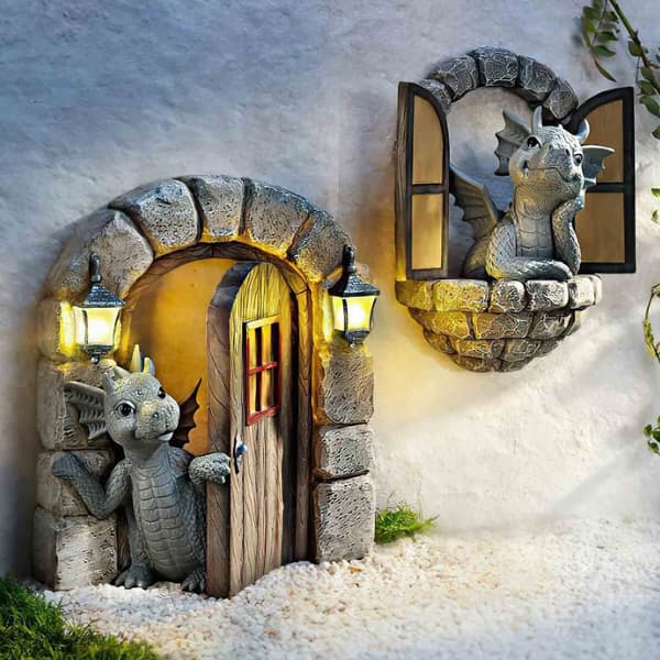 2 stk. Hagedrage Statue Dekor Hage i Resin