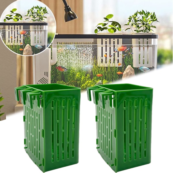 Hydroponisk planteringskorg för fiskakvarium, vattengräs planteringskorg, blomkruka fiskakvarium dekoration fiskakvarium planter ihålig planteringskorg green