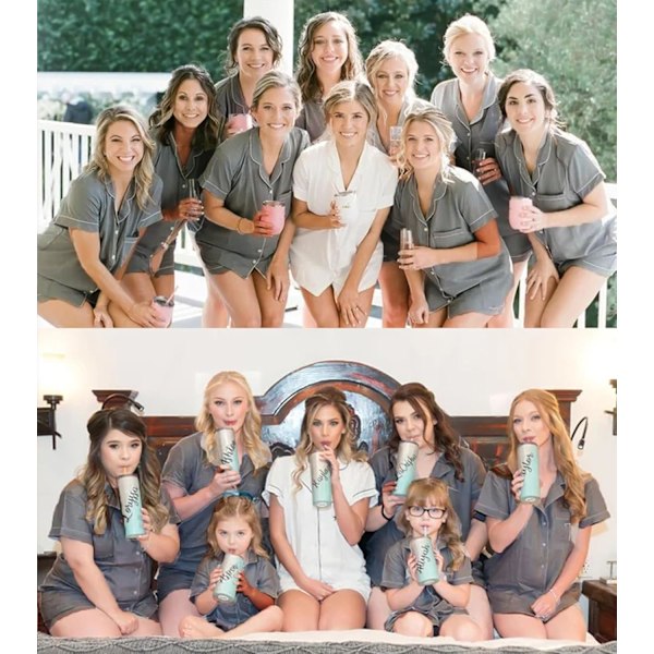 Kvinnors Pyjamas Set Kortärmad Nattkläder Dam Knäppning Nattkläder PJ Set med Ficka XXL Deep Grey
