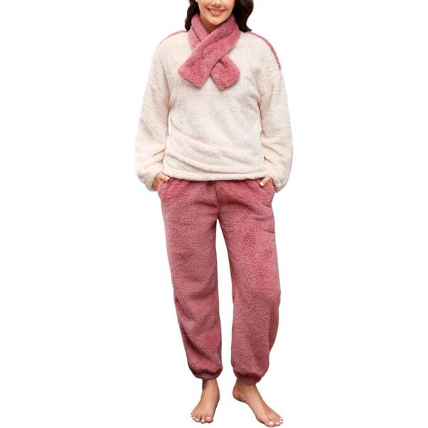Rosa Pyjamassett Dame Vinter Varm fleecepyjamas /M pink M