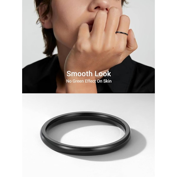 Rustfritt stål band roterende fingerringer, minimalistiske midi vennskap spinner ringer med forskjellige størrelser 2mm / Negro 27 (67mm)