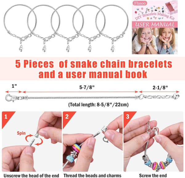 Armbåndsett for jenter, perlepynt, DIY smykkegaver