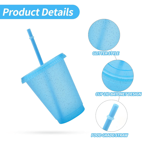 Återanvändbara Plastkoppar 5 St Drinkware Tumlare Färgade Akrylkoppar Tumlare med Lock och Sugrör Plast Bulk Isade Plast Kalla Vatten Tumlare Isade 500ml B