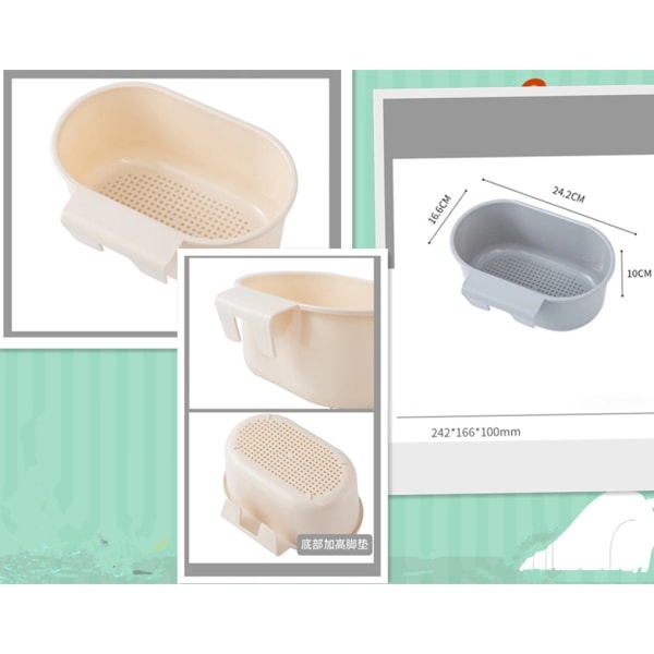 Fristående diskho Förvaringskorg Diskbänkställ beige oval