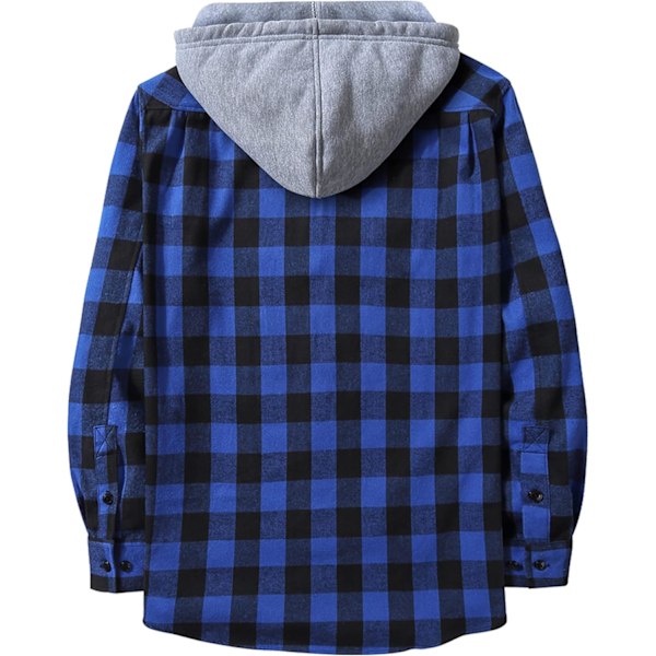 Herreskjorte med rutete mønster, langærmet skjorte med lomme, knappelukning, ternet skjortejakke i flanel, regular fit, 4 årstider, skjortejakke til tømmerhuggere, M-3XL Blue XXL