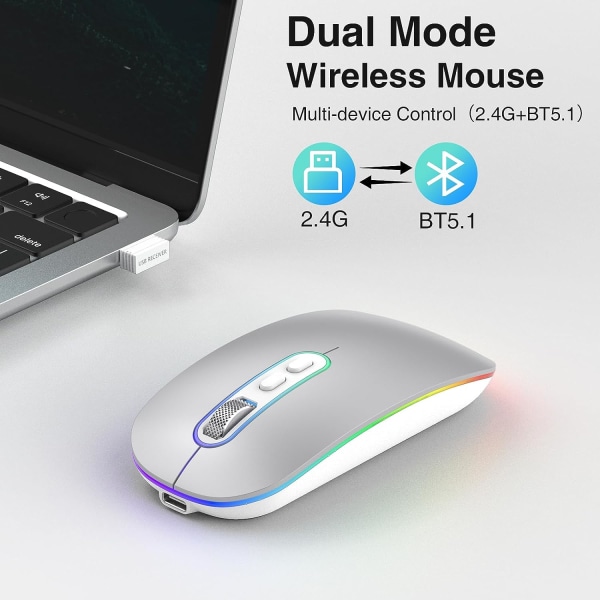 Lysande trådlös mus silver USB+ Bluetooth version silver