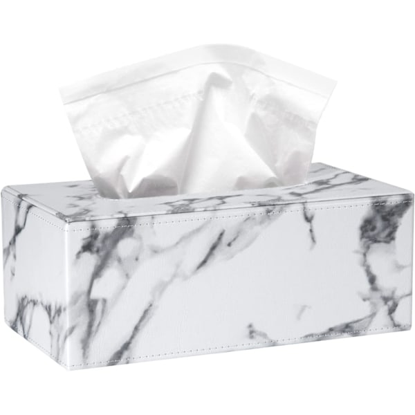 Rektangulär servettdispenser i PU-läder för hem, kontor och restaurang, marmor Marble