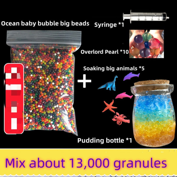 2 stk hydroponiske perler blomsterkrystal Farve lys babyfarve Glitter krystal mudder blandet farve 13.000 plus budding flaske/pose Pudding bottle
