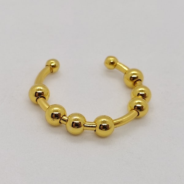 Angstring i rustfritt stål med roterbare perler, antistressring for kvinner