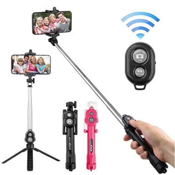 Trådlös Bluetooth Selfie Stick Handhållen Vikbar Mini Stativ